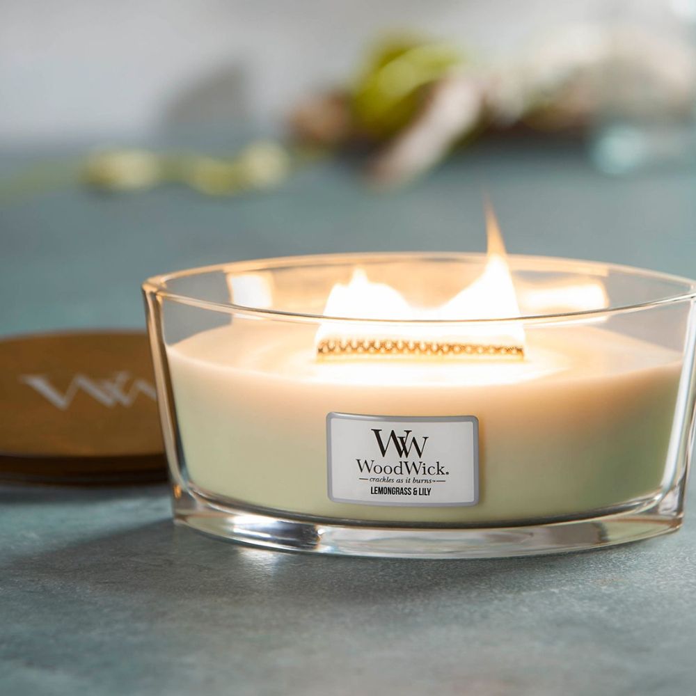 Ellipse WoodWick Scented Soy Candle - Lemongrass & Lily