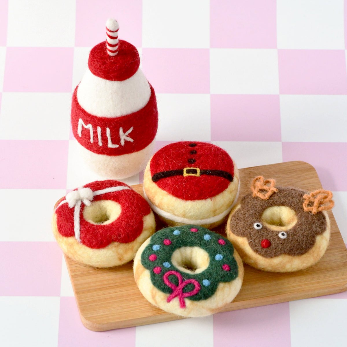 Christmas Play Food Set - Santa's Milk and 4 Christmas Donuts