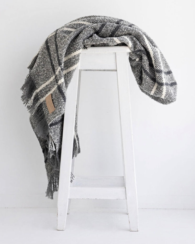 Wool Twill Throw - Grey Window Check