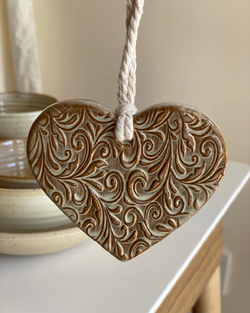 Handcrafted Ceramic Flourish Hearts by Michelle Bow