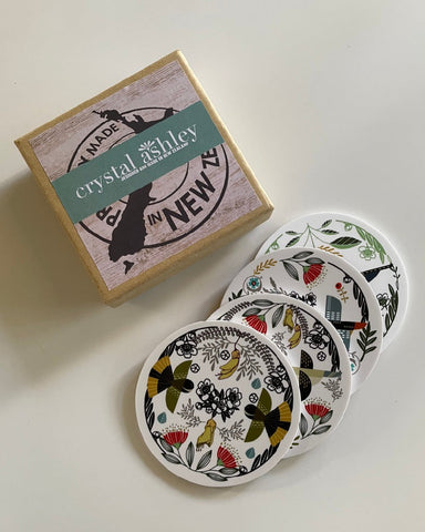 Coasters - Folk Birds by Crystal Ashley