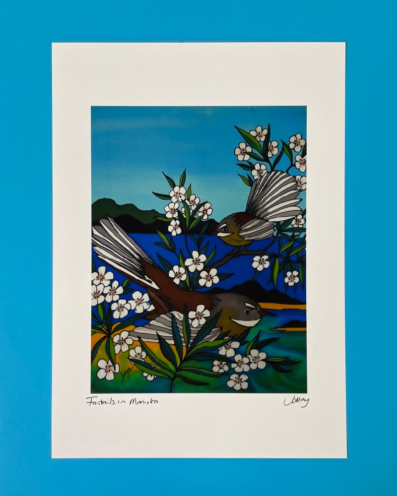 Art Print by Jo May - Fantails in Manuka