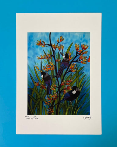 Art Print by Jo May- Tui in Flax