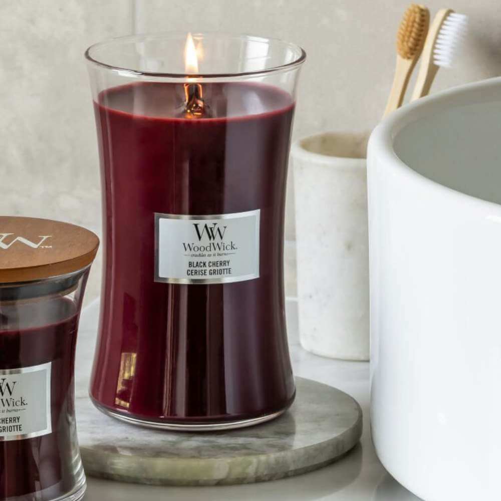 Large WoodWick Scented Soy Candle - Black Cherry