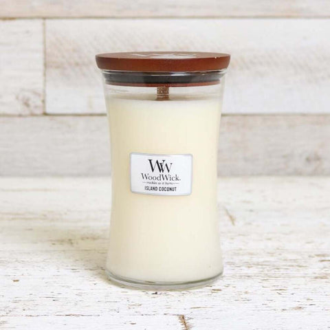 Large WoodWick Scented Soy Candle - Island Coconut