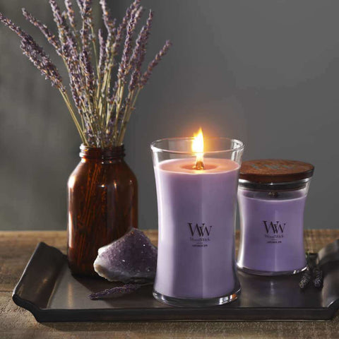 Large WoodWick Scented Soy Candle - Lavender Spa