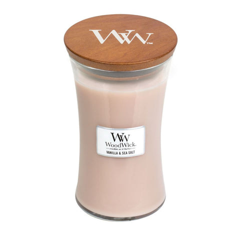 Large WoodWick Scented Soy Candle - Vanilla & Sea Salt