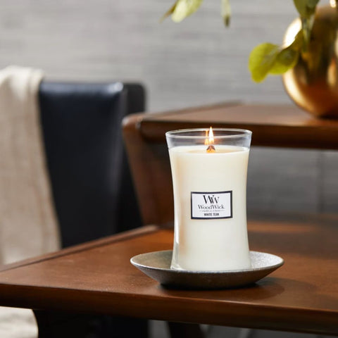 Large WoodWick Scented Soy Candle - White Teak