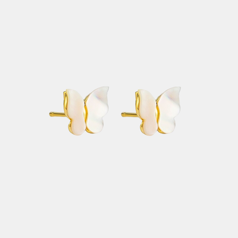 Earrings Pearl Butterfly Studs Gold