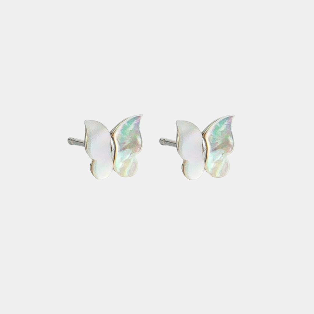 Earring Pearl Butterfly Studs Silver