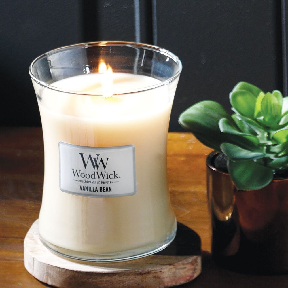 Medium WoodWick Scented Soy Candle - Vanilla Bean