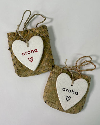 Ceramic Hearts in Kete by Michelle Bow - Aroha