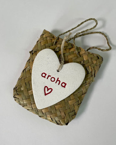 Ceramic Hearts in Kete by Michelle Bow - Aroha