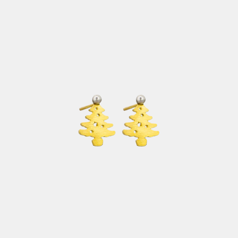 Gold Jolly Xmas Tree Studs