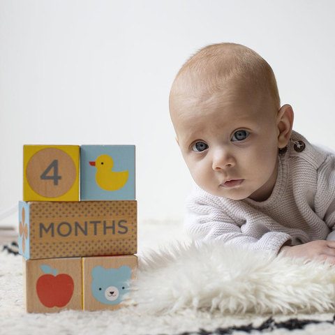 Wooden Milestone Baby Blocks