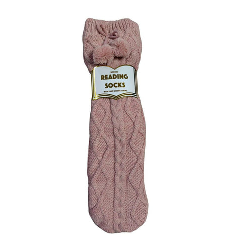 Women's Reading Socks - Dark Pink Cable