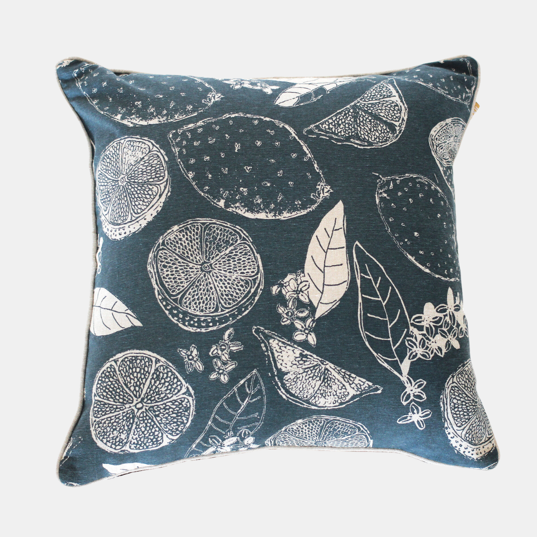 Lemon Marmalade Cushion - Dark Slate