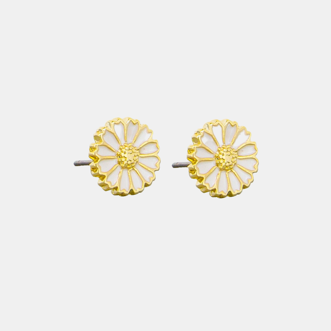 Enamel Daisy Studs - White