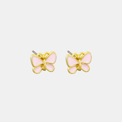 Enamel Butterfly Studs - Pink