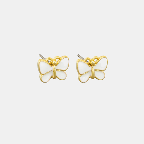 Enamel Butterfly Studs - White