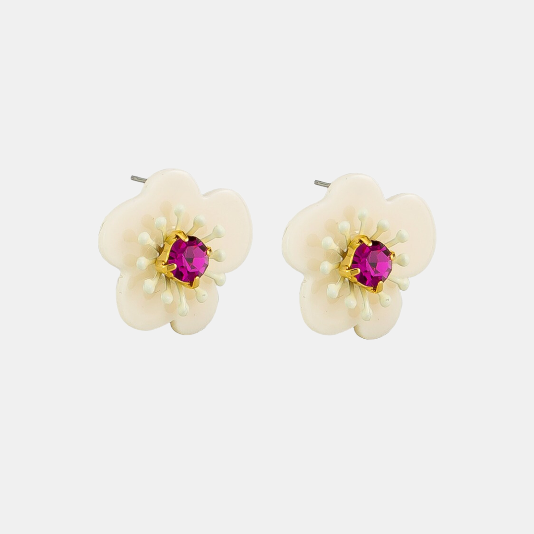 Earring Resin Blossom - White