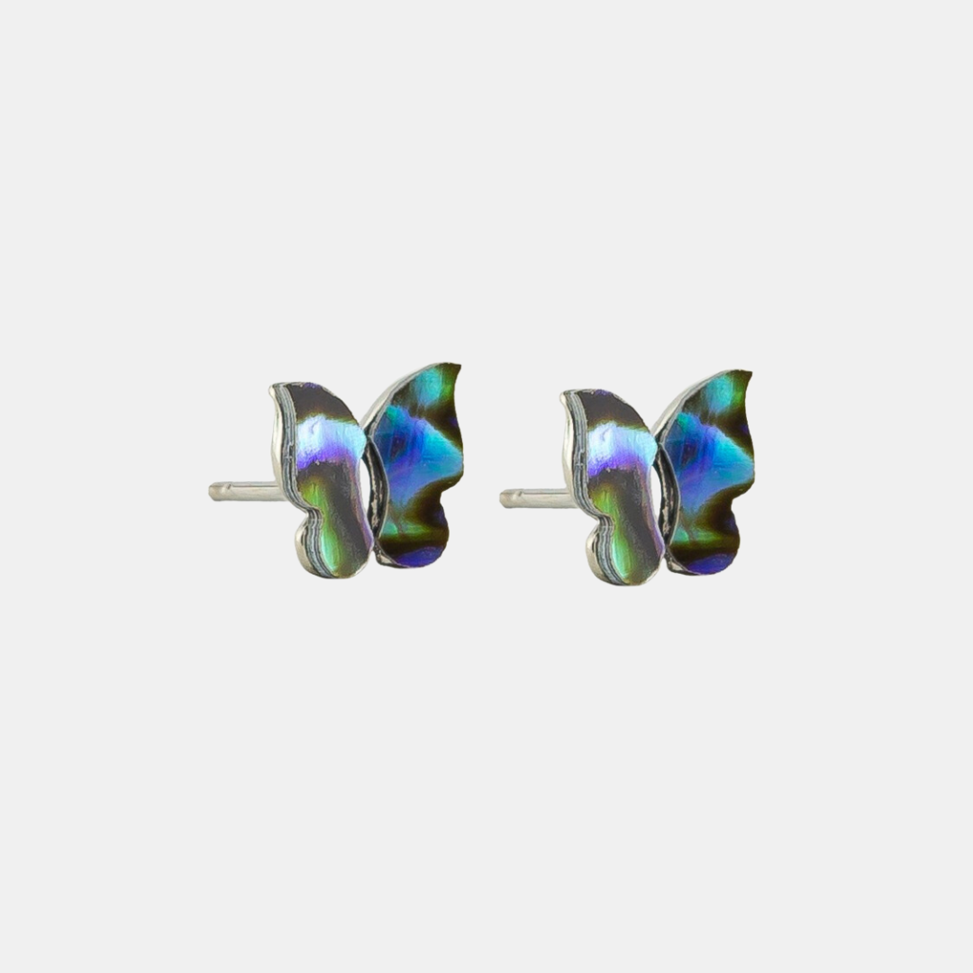 Abalone Butterfly Studs Silver