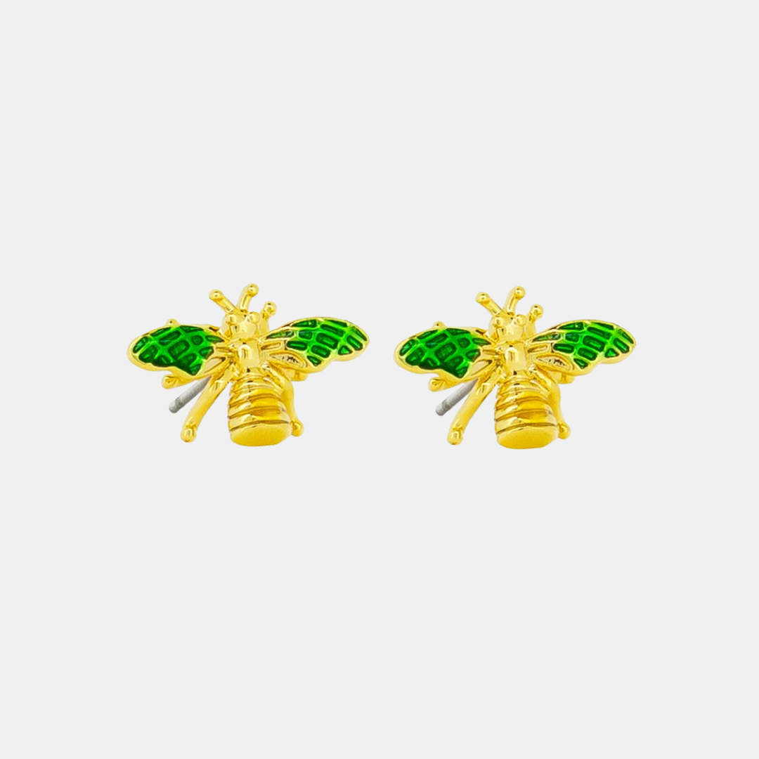 Earring Little Green Winged Bee