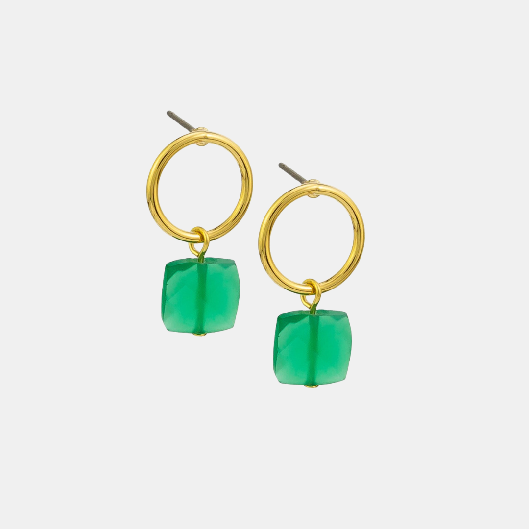 Earring Green Onyx & Mini Ring