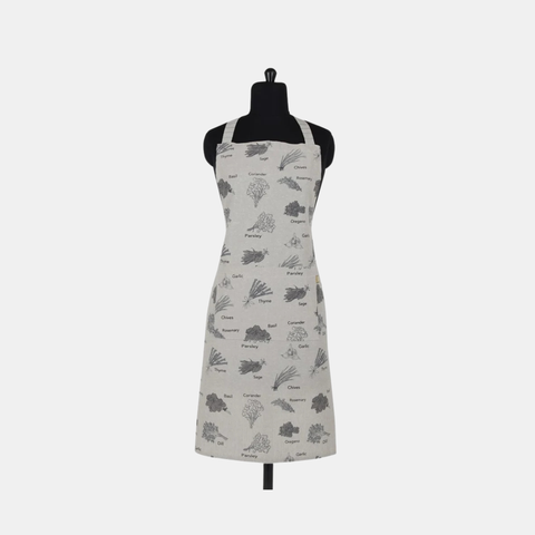 Herb Print Apron - Charcoal