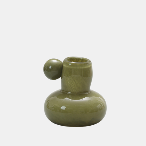 Freya Glass Vase - Olive Green