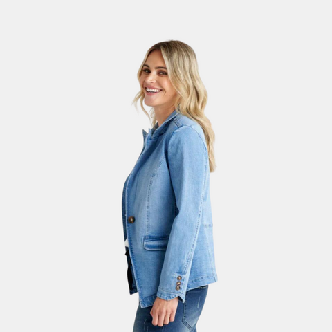 Becki Denim Blazer - Mid Wash