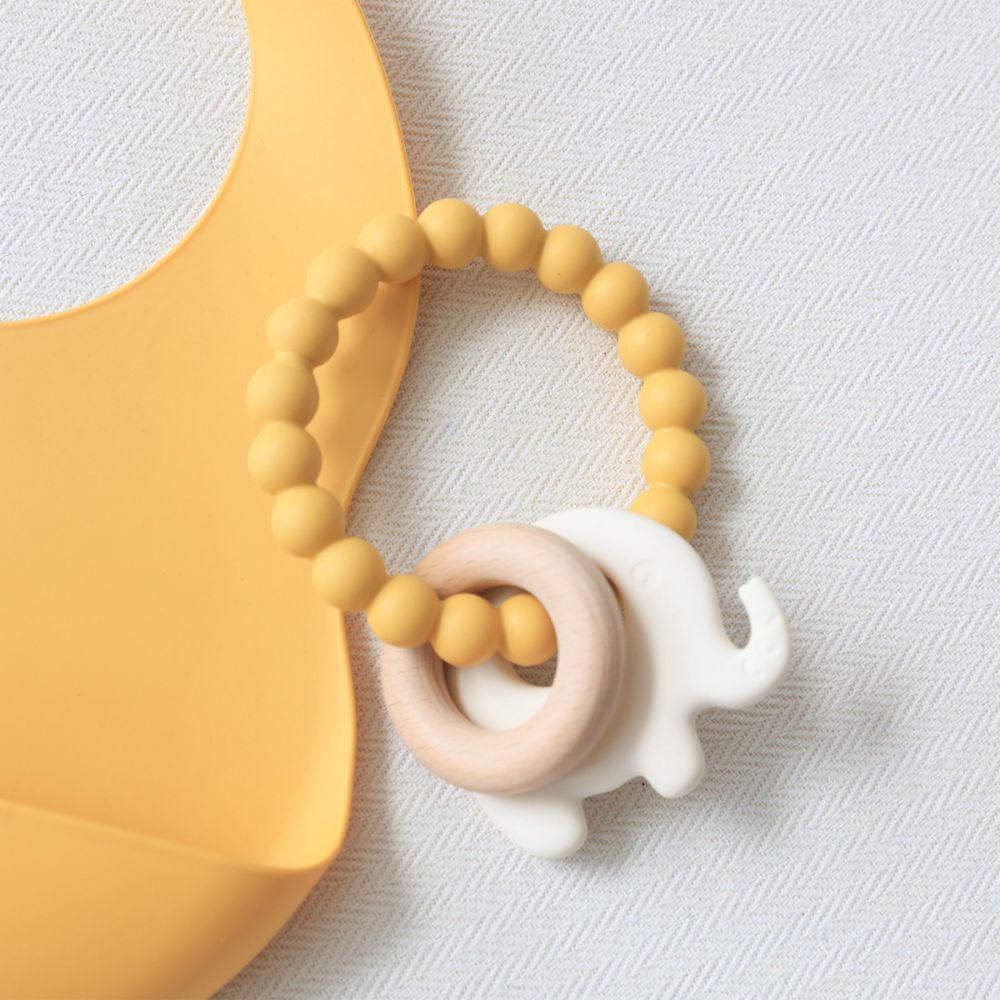 Splosh Silicone Baby Teether Elephant Mustard