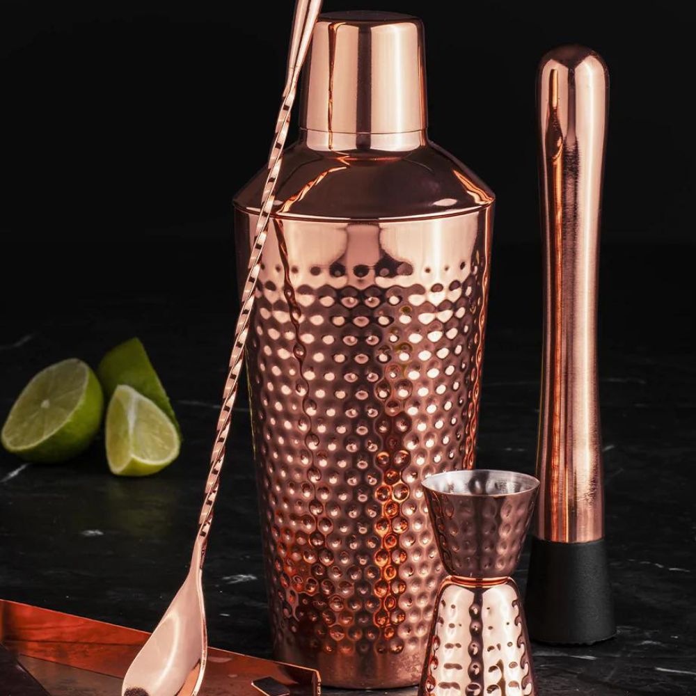 Spencer Hammered Copper 5pc Cocktail Set