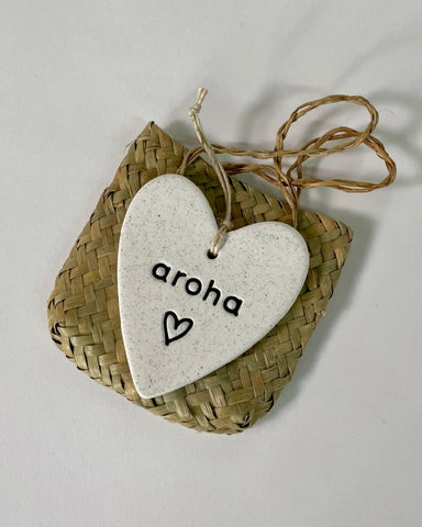 Ceramic Hearts in Kete by Michelle Bow - Aroha