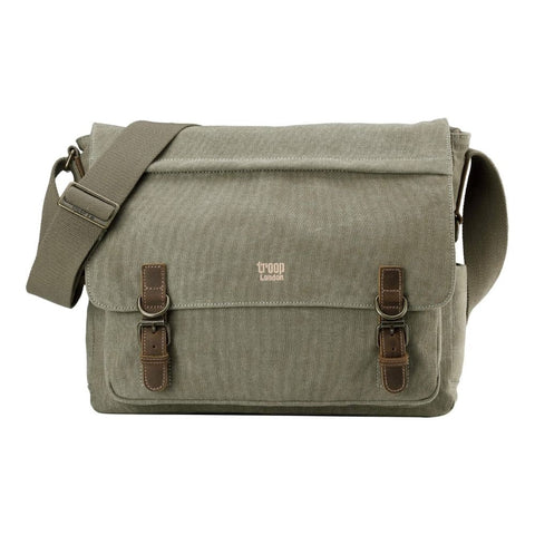 Troop London Classic Laptop Messenger Bag - Khaki TRP0207