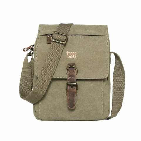 Troop London Classic Canvas Across Body Bag - Khaki TRP0211