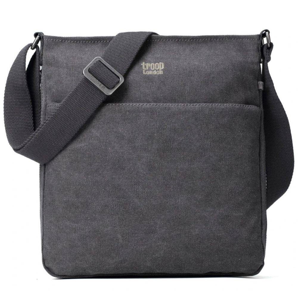 Troop London Classic Small  Zip Top Shoulder Bag - Charcoal TRP0237BK