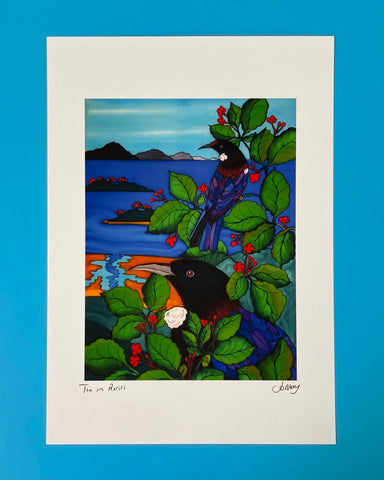 Art Print by Jo May - Tui in Puriri