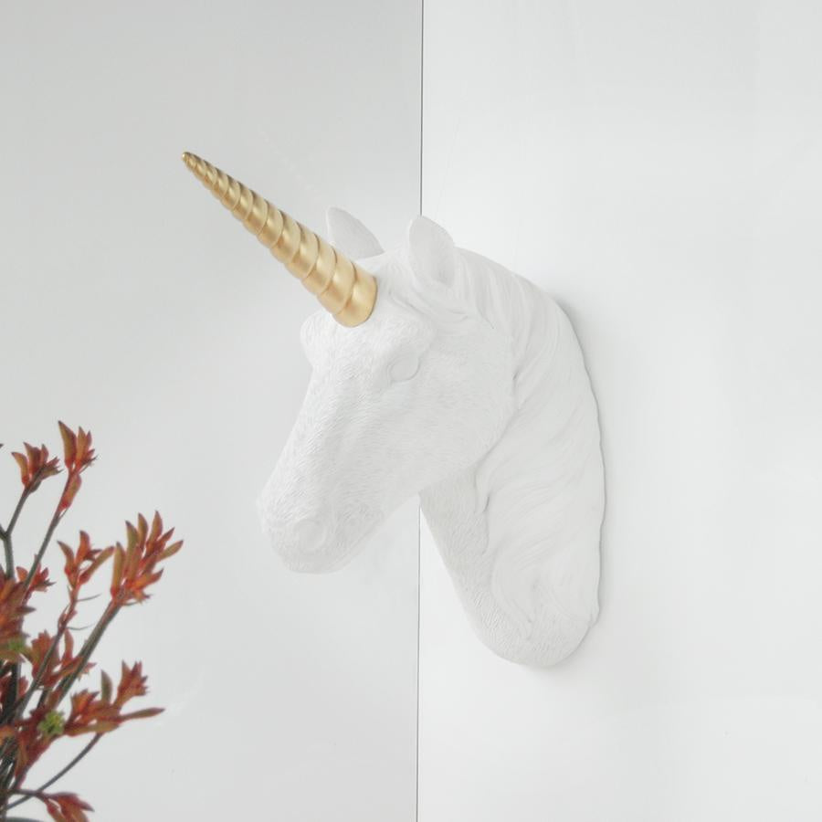 Unicorn Head Wall Hanging - White/Gold