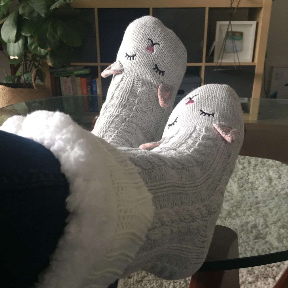 Women's Reading Socks - Grey Cat