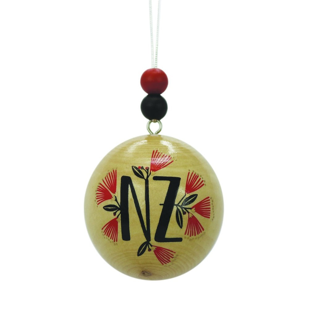 Xmas Ball Natural NZ Pohutukawa Decoration