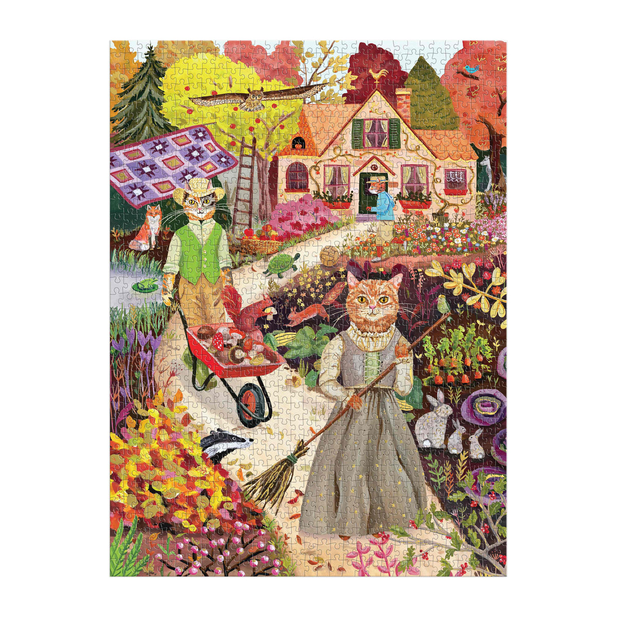 Galison Cottage Cats Foil Puzzle - 1000pc Multi-Coloured