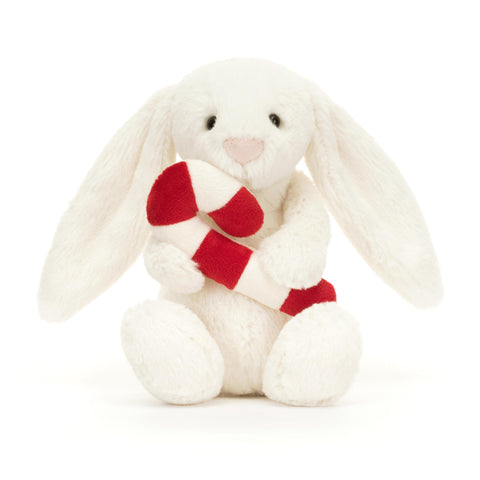 Jellycat Christmas Bashful Bunny with Candy Cane