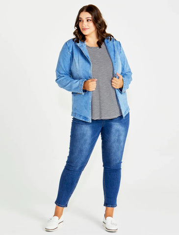 Becki Denim Blazer - Mid Wash