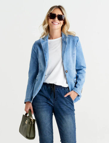 Becki Denim Blazer - Mid Wash