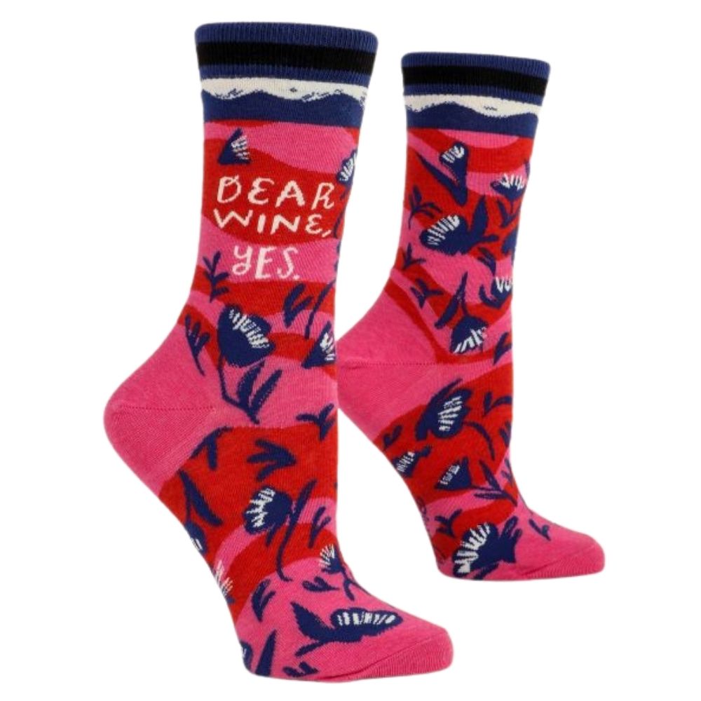 Blue Q Socks - Women's Crew - Dear Wine, Yes