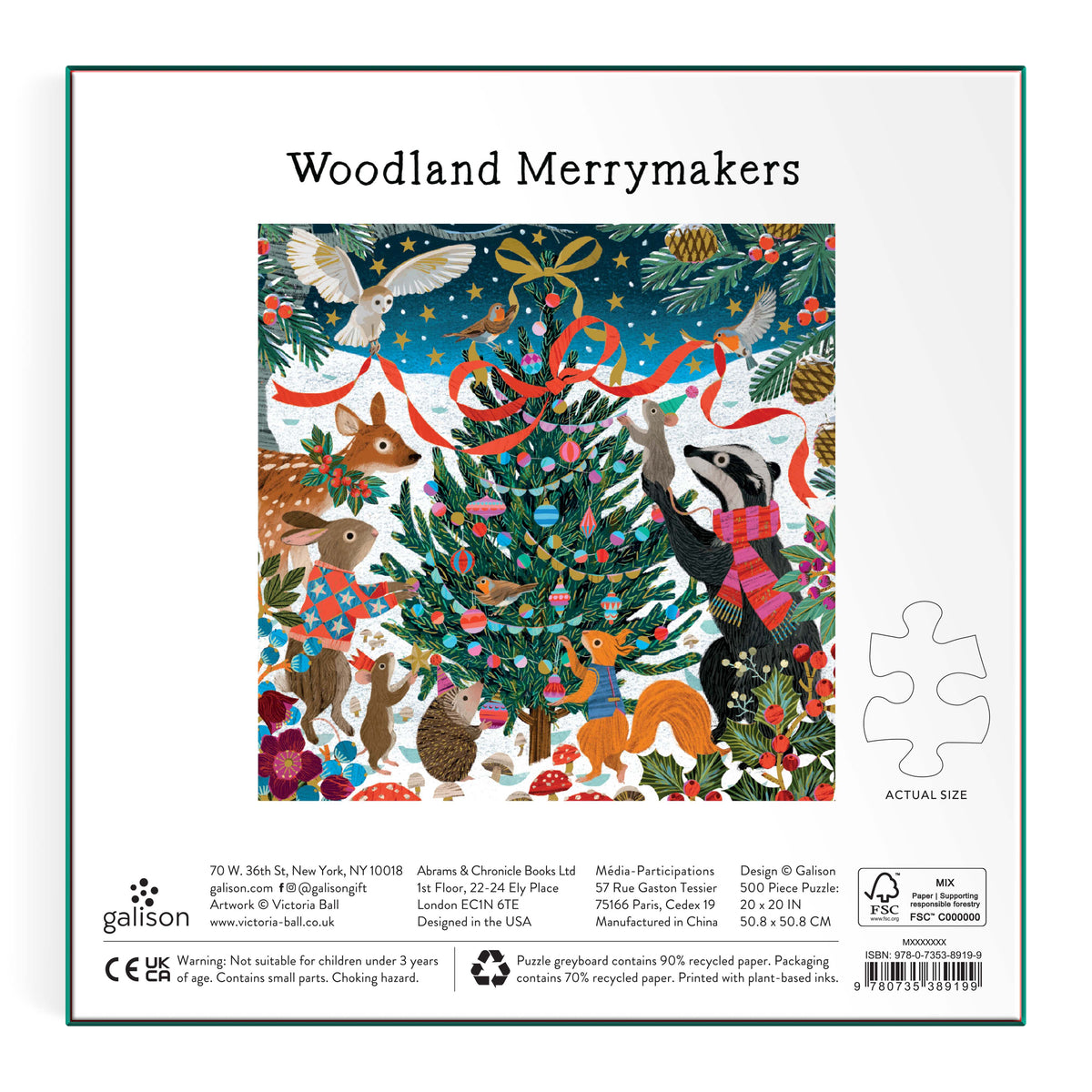 Galison Woodland Merrymakers Foil Puzzle - 500pc Multi-Coloured
