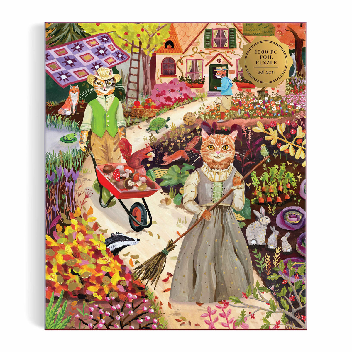 Galison Cottage Cats Foil Puzzle - 1000pc Multi-Coloured