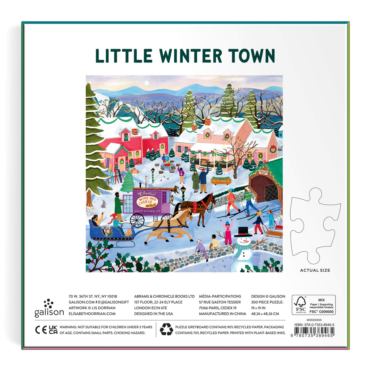 Galison Little Winter Town Puzzle - 300pc Multi-Coloured