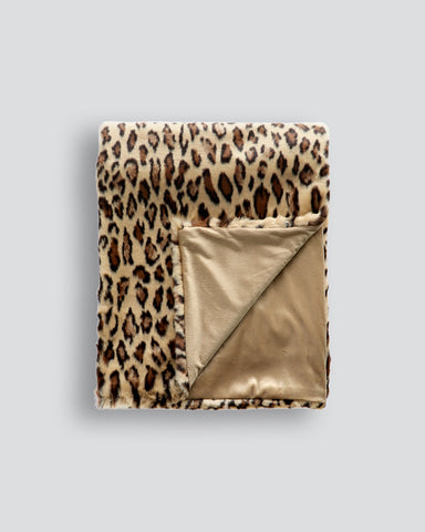 Golden Leopard Faux Fur Throw